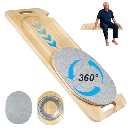 Wooden Slide Transfer Board,31x11" Transfer Board with Track Pulley Turntable,Made of Heavy-Duty Wood for Patient,Holds up to 500 Pounds,Suitable for Patient Senior and Handicap Move Assist
