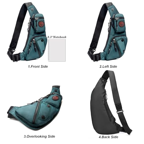 NICGID Sling Bag Chest Shoulder Backpack Crossbody Daypack for Men Women - color: Dark Green-2620n