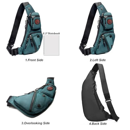 NICGID Sling Bag Chest Shoulder Backpack Crossbody Daypack for Men Women - color: Dark Green-2620n