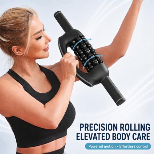 Lymphatic Drainage Massager with 8 Rotating Rollers – Electric Body Massage Roller for Legs, Arms, Stomach & Back – Rechargeable Deep Tissue Massager for Circulation, Recovery & Daily Wellness