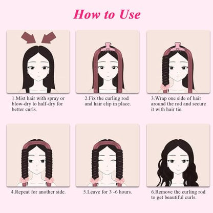 Rods Curlers Set Foam Hair Curlers for Short and Long Hair, No Heat Foam Rollers(Pink) - color: Pink
