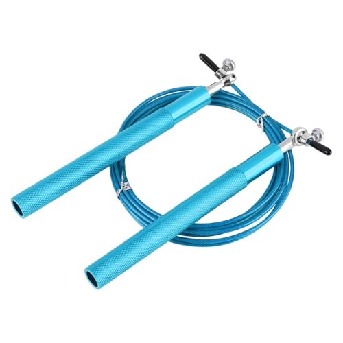 Aluminum Alloy Jump Rope with Ball Bearings – Skipping Rope for Speed Training, Non-Slip Grip and Adjustable PVC Cable - color: Blue