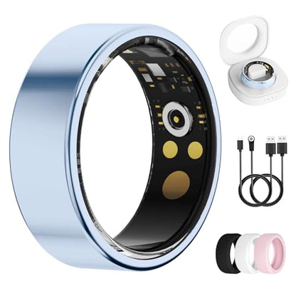 Smart Ring for Women & Men, Health Tracker Ring, Fitness Tracker Ring - color: Blue, size: 9#