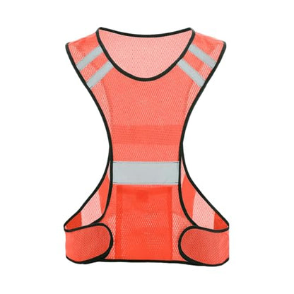 MioCloth High Visibility Reflective Running Vest with Pocket, Breathable Mesh Safety Vest, Unisex Cycling Jogging Night Gear - color: Orange