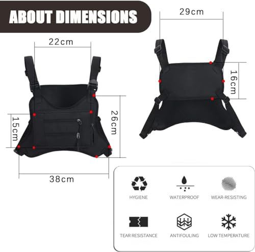 JOYEONDEF Sports Chest Bag for Men, Water Resistant Chest Pack, Running Pack with Cell Phone Holder and Extra Storage - color: Black
