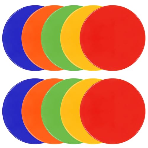 Poly Spots 4 Inch and 9 Inch Spot Markers for Gym Floor Flat Cones - style: 10Pcs 9inch 5colors
