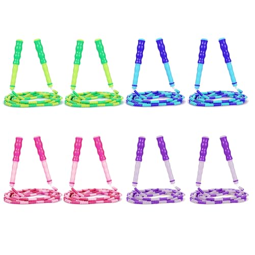 Supertrip Jump Rope Kids-Soft Beaded Skipping Rope Adjustable Tangle-Free Segmented Jumping Rope for Children and Students - color: 2Blue-2Purple-2Pink-2Green
