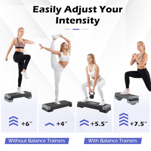 Goplus 3-in-1 Aerobic Step Platform, 600 LBS Adjustable Exercise Stepper - color: Gray