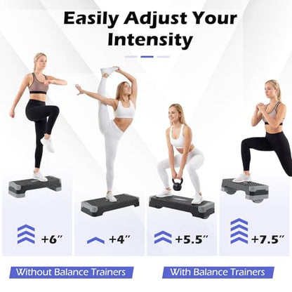 Goplus 3-in-1 Aerobic Step Platform, 600 LBS Adjustable Exercise Stepper - color: Gray