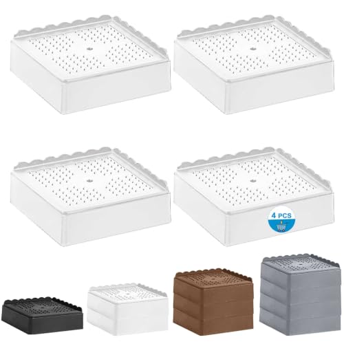 Bed Risers 1 inch, 2 inch, 3 inch, 4 inch Heavy Duty, Adjustable Furniture Riser for Table Desk Couch Sofa Chair Recliner Leg Frame Dorm, Stackable Bed Raisers Blocks (White 4 Pack, 1 inch) - color: White 4 Pack, size: 1 Inch