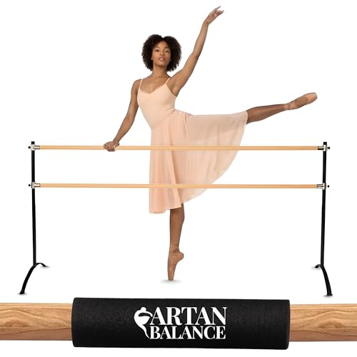 Ballet Barre Portable for Home or Studio, Freestanding Adjustable Bar for Stretch, Balance, Pilates, Dance or Active Workouts, Single or Double Bar, Kids and Adults - color: Black, size: 5FT Double
