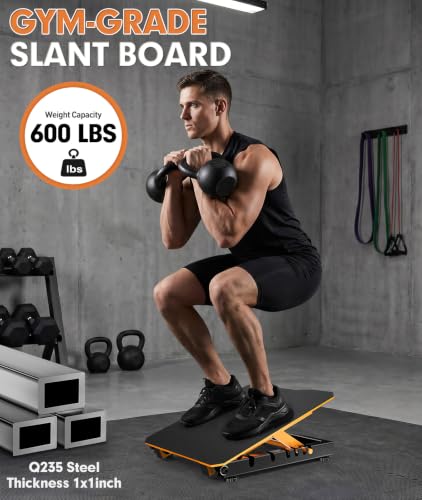 Steel Slant Board for Calf Stretching, Commercial Incline Board - color: Yellow