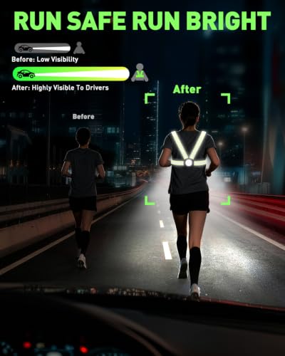 Running Chest Light [2 Color & 7 Modes] 500LM High-Visibility Reflective Running Vest Light with Adjustable 45° Beam, Waterproof Safety Light for Night Running Walking Hiking Camping Cycling Jogging - size: Front Light