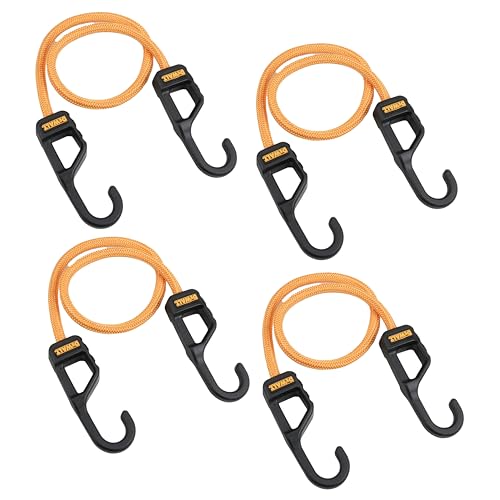 DEWALT 24" Premium Round Bungee Cords, Interlocking Quick-Pull Notch, 4-PK - size: 24"
