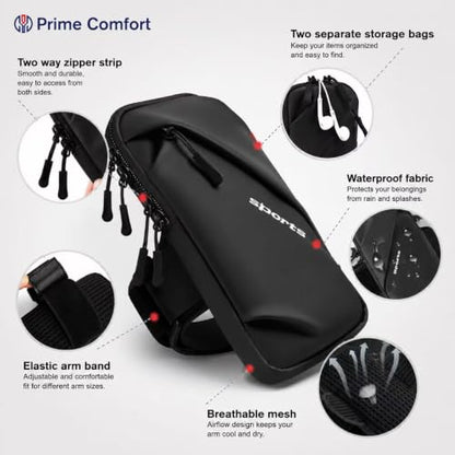 Phone Holder Arm Bands, Small Crossbody Shoulder Holsters Bag with Arm Band, Fits iPhone and All Cell Phones, Use for Running, Walking, Hiking & Biking (Plus Size,Black) - color: Black