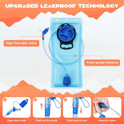 Maelstrom Lightweight Hydration Hiking Backpack with 2L/3L Water Bladder - color: 2.Orange, size: 3L Bladder