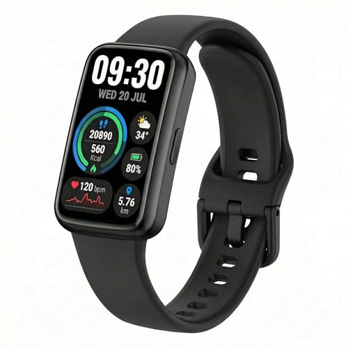 Fitness Tracker for Men & Women with 1.47” HD Display, Heart Rate & SpO2 Tracking, Sleep & Activity Monitor, 100+ Sports Modes, 3ATM Waterproof Smart Band, Works with Android & iOS, Black