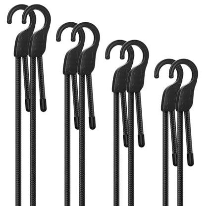 18" 36" 60" 80" Adjustable Bungee Cords with Hooks, Heavy Duty Outdoor 8 Pack Black, Length-Adjustable Design, UV-Resistant Elastic Straps for Cargo, Camping, Tents, Bikes, Luggage, etc - size: 18/36/60/80 inches, style: Adjustable