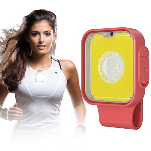 Yls Running Lights for Runners, Rechargeable Clip on Light with 12 Lighting Modes, LED Night Safety-Light for Walking, Camping, Hiking, Jogging, Outdoor Adventure, Red - color: Garnet Red