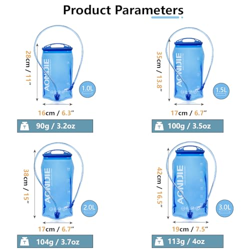 JEELAD TPU Hydration Bladder Water Bladder Ultra-Durable Water Storage Bladder for Hydration Backpacks Outdoor Hiking Running Cycling Camping Climbing - size: 01 - 3L - TPU Water Bladder