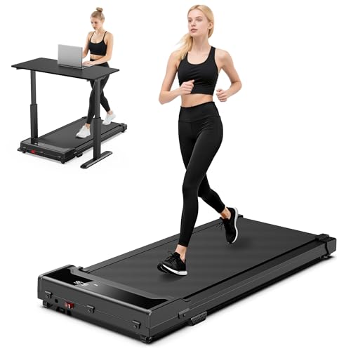 Walking Pad Treadmill for Home - Under Desk Walking and Running with Remote Control Portable Electric Machine Adjustable Slim Compact with 0.6-4.0MPH Modes Max up 265 Lbs for Home Office - color: Black