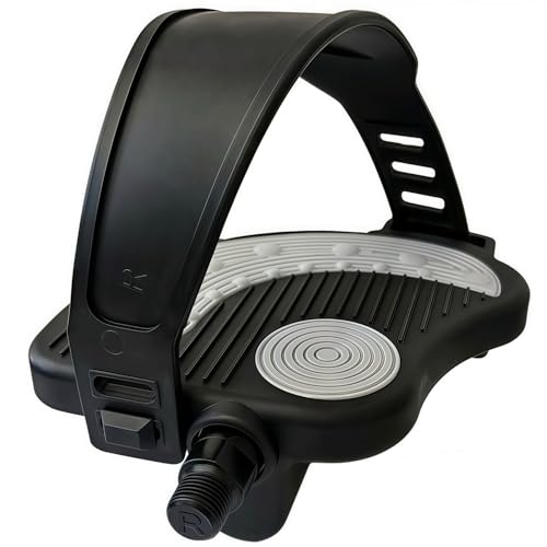YBEKI Pro-Grade Exercise Bike Pedals with Adjustable Straps - 9/16" & 1/2" Spindle for Indoor Peloton/Schwinn/Spin Bikes | Heavy-Duty PP Plastic & PVC Straps + 500lb Capacity - color: 1/2 spindle