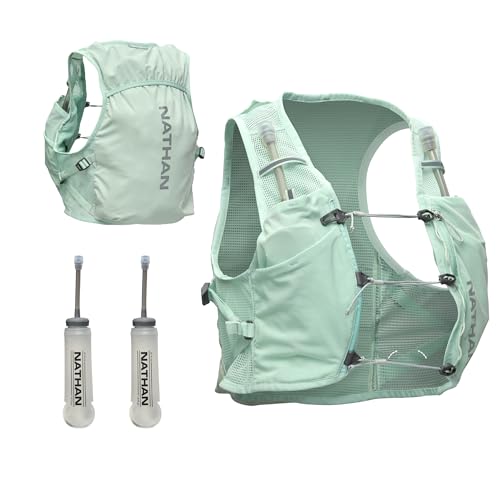 Nathan Women's Hydration Vest - Lightweight Mesh, Breathable, 2x14oz Flasks, 2L Bladder, Reflective Vest, Pinnacle Breeze - size: XX-Small-X-Small, style: Surf Spray