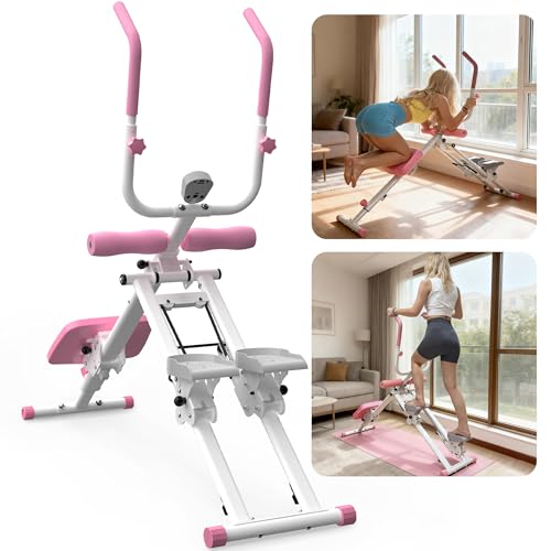 KINMAC 2-in-1 Stair Stepper and Ab Workout Machine - color: White Pink
