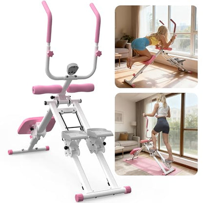 KINMAC 2-in-1 Stair Stepper and Ab Workout Machine - color: White Pink