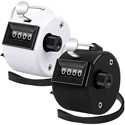FEBSNOW 2 Pack Tally Counter Clicker 4 Digit Number for School Event - color: Black White