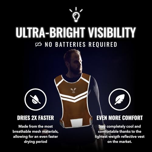 Reflective Running Vest with Pocket & 2 Bands, High-Visibility - color: Orange, size: Medium