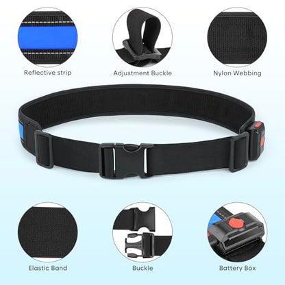 Illumifun LED Running Belt - USB Rechargeable Light Up Sash, High-Visibility Elastic Waistband Light for Running Cycling Hiking Camping Nighttime Activities - color: Blue