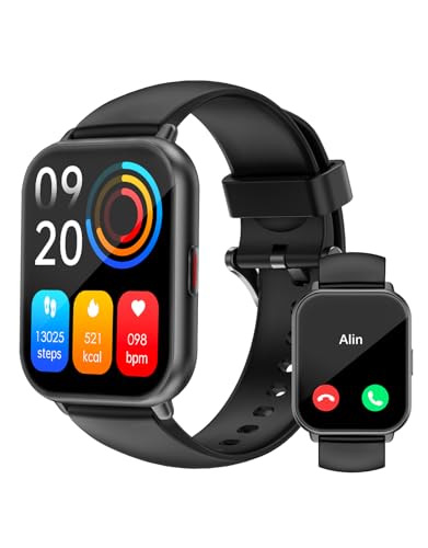 RUIMEN Smart Watches for Men Women (Answer/Make Call, 2 Bands), 1.8", Black - color: Black