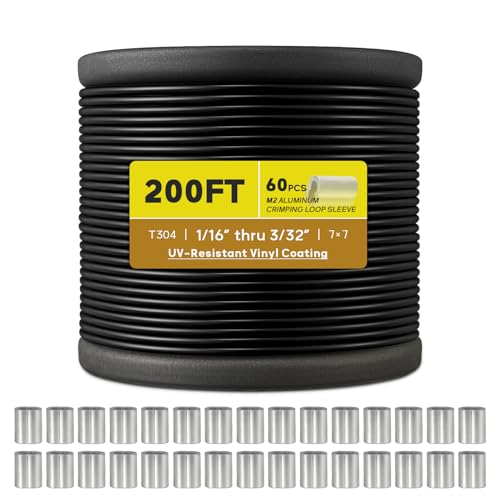 Vinyl Coated Wire Rope 3/32", 200FT 304 Stainless Steel Cable - size: 200FT