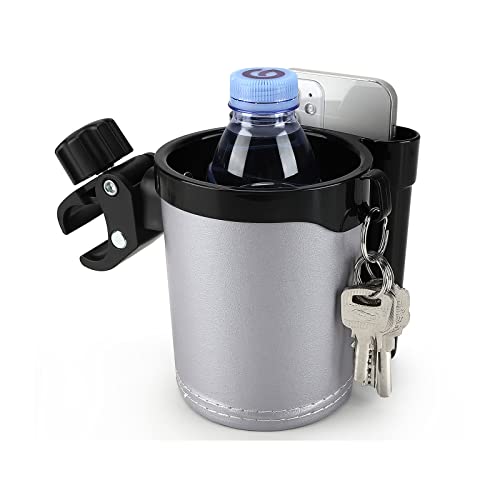 Accmor Stroller Cup Holder with Phone Keys Holder, 3-in-1 Universal Cup Holder, Drinks Bottle Holder for Stroller, Bike, Wheelchair, Walker, Scooter - color: Black Grey
