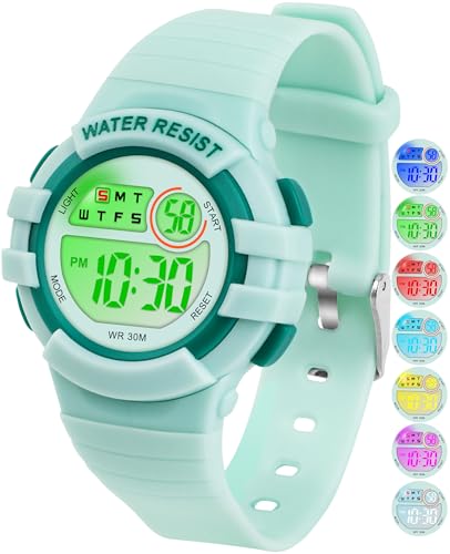 DTKID Digital Kids Watch 30 M Waterproof for Girls Boys 5-16 - color: -Dark Green