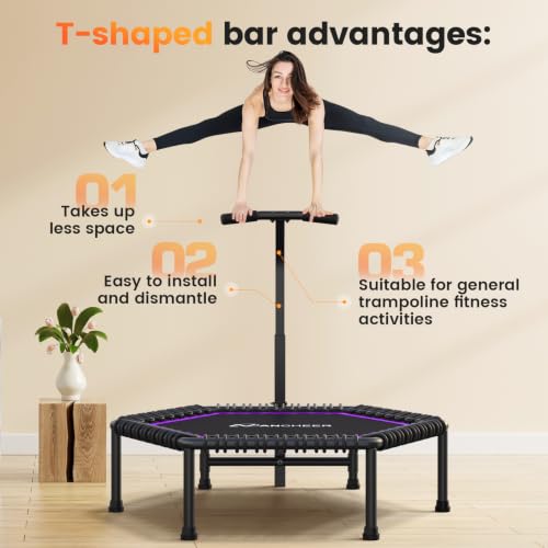 ANCHEER 50" Trampoline - Rebounder Trampoline for Adults with Bungees - color: Pro-Purple