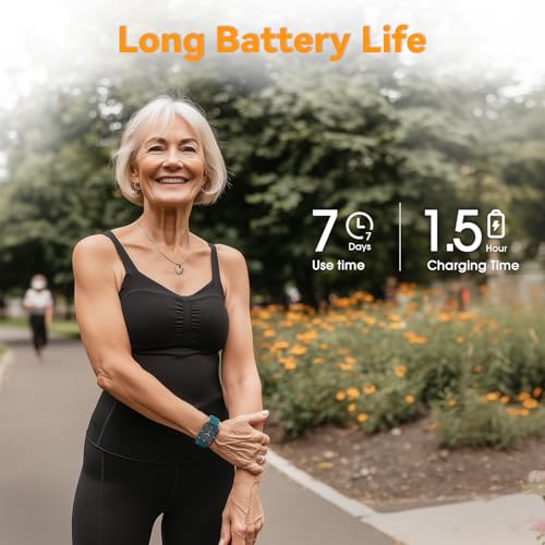 Smart Watch Senior Friendly No App No Phone Required, Waterproof Pedometer - color: Cyan