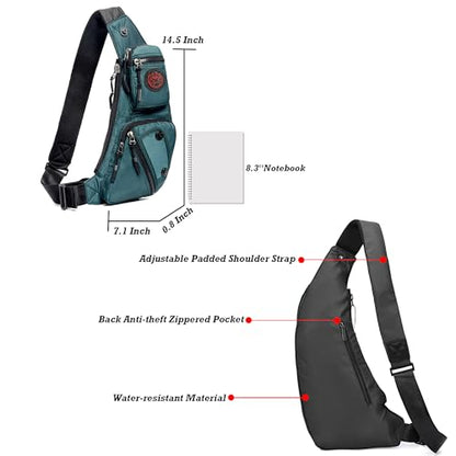 NICGID Sling Bag Chest Shoulder Backpack Crossbody Daypack for Men Women - color: Dark Green-2620n