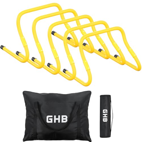 GHB Agility Hurdles Adjustable 8.3"&12.6" Speed Training Equipment Set - color: Yellow 5 Pack