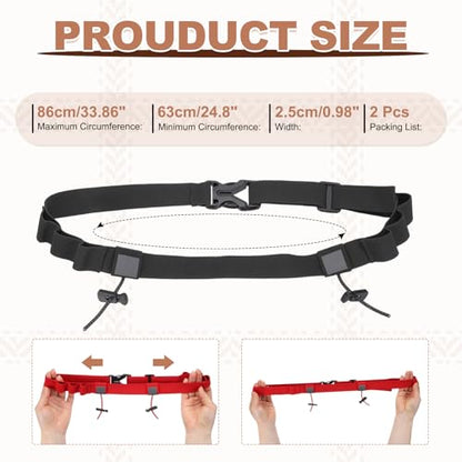 Bib Belt, Race Belt Triathlon Running Number Holder Elastic Comfortable with 6 Gel Loops, Sport Race Bib Holder 2Pcs, Black for Runners/Marathon/Cycling - color: Black