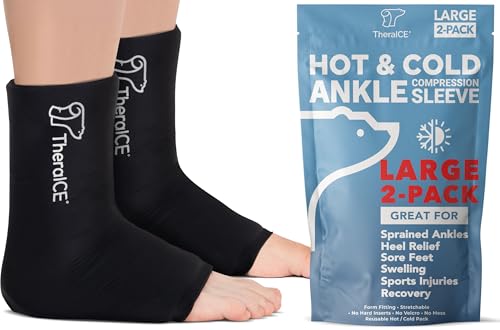 TheraICE Ankle Ice Pack Wrap, Achilles Tendonitis Brace, Plantar Fasciitis - size: Large, style: Original (Pack of 2)