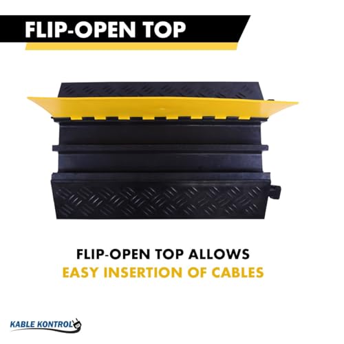 Kable Kontrol Atlas Heavy Duty Cable Protector Ramp - 2 Channel Bulk Wholesale Pallet - 10 Pcs - 35” Long Black & Yellow – 32000 Lbs Capacity - Rubber Speed Bump Wire Protector Cord Cover – CP9985 - size: 2 Channel - 35" - 10 Units