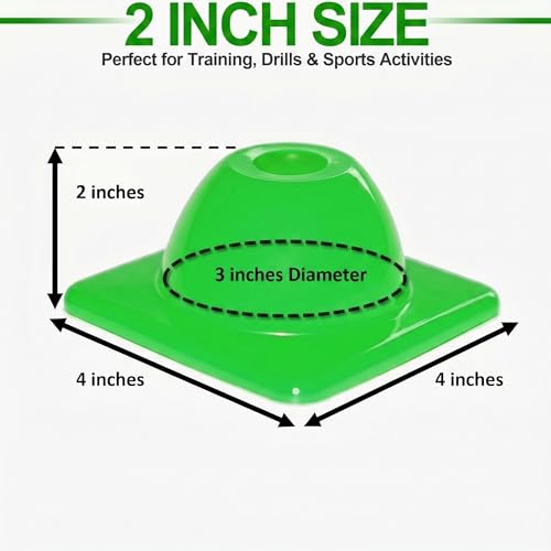 2" 15, 30 Pcs Heavy Duty Agility Cones for Sports - color: Green