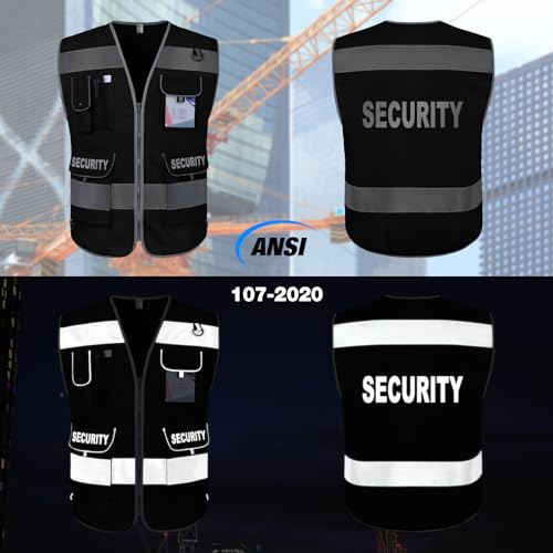 TCCFCCT Security Vest for Security Guard 9 Pockets Safety Vest, Black S - color: Black-bison 09, size: Small