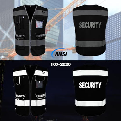 TCCFCCT Security Vest for Security Guard 9 Pockets Safety Vest, Black S - color: Black-bison 09, size: Small