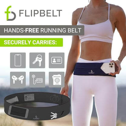 FlipBelt Classic Running Belt, Phone Holder for Running, Money Belt Pouch - color: Carbon, size: Medium