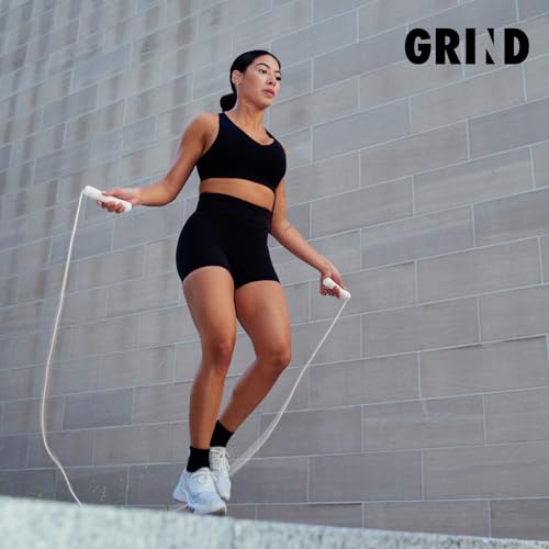 GRIND | Jump Rope - Adjustable "Float" | Tangle-Free, Rapid Speed with Ball Bearings | Ergonomic Soft Grip Handles | Skipping Rope for Fitness, Endurance Training, Gym Workout, or Home Exercise - color: Pink