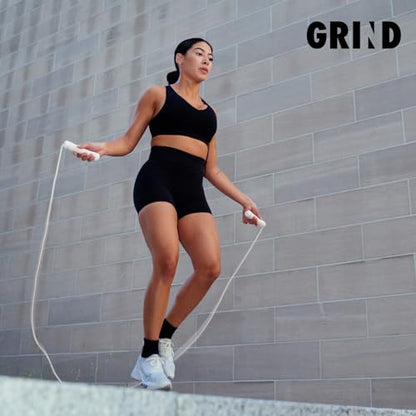 GRIND | Jump Rope - Adjustable "Float" | Tangle-Free, Rapid Speed with Ball Bearings | Ergonomic Soft Grip Handles | Skipping Rope for Fitness, Endurance Training, Gym Workout, or Home Exercise - color: Pink