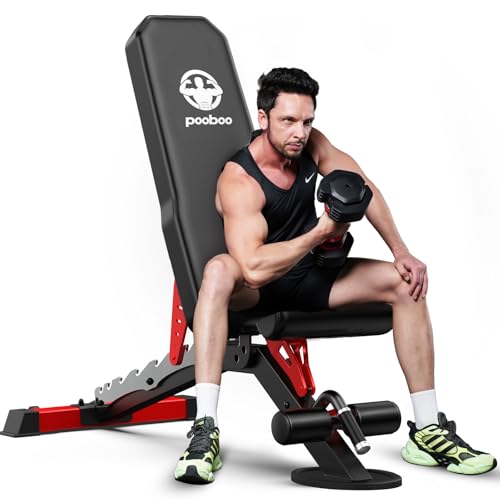 pooboo Adjustable Weight Bench,1500 LBS FID Bench for Home - color: Flame Red